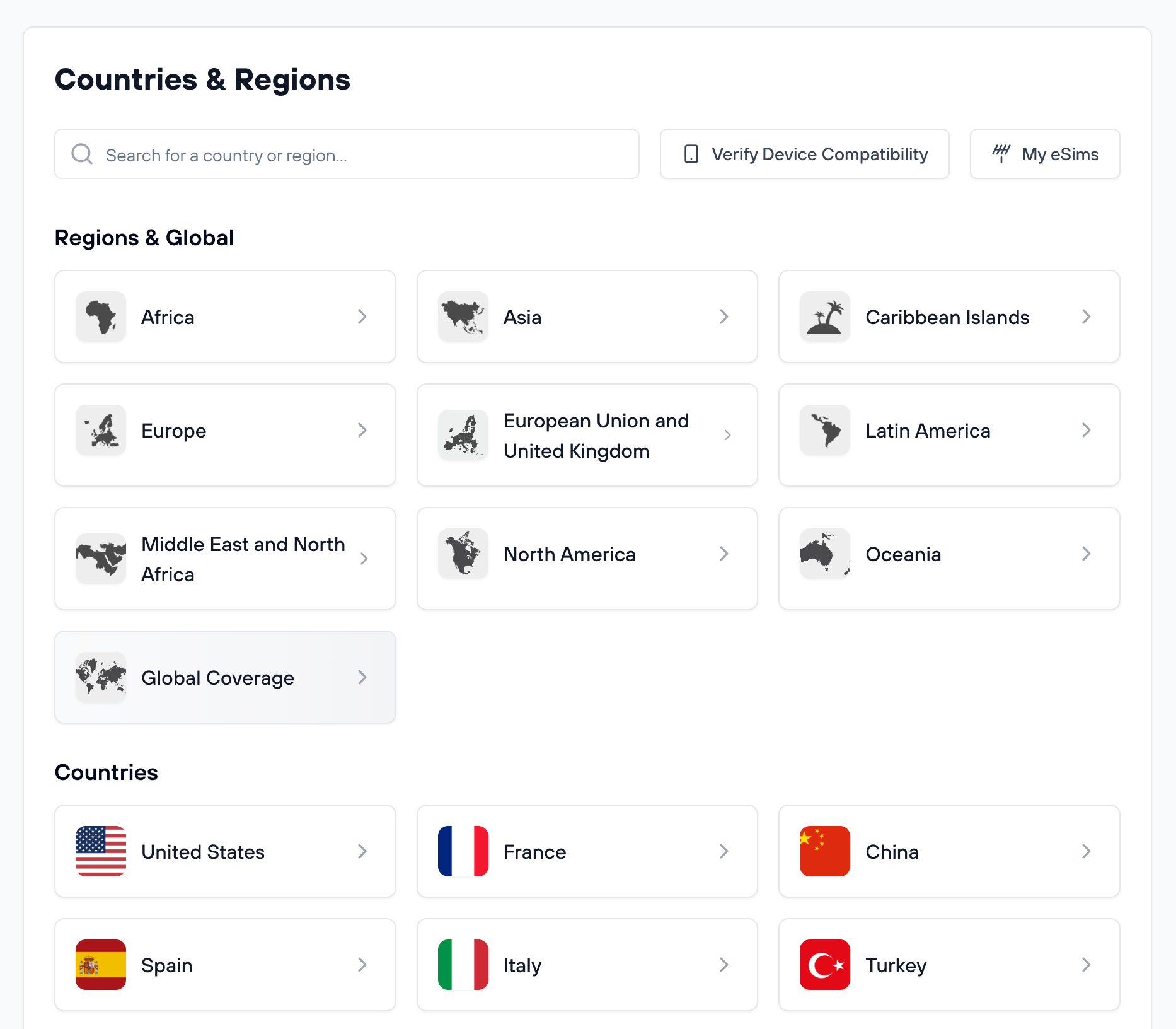FX-Port eSIM Dashboard showing orders list, status, and actions