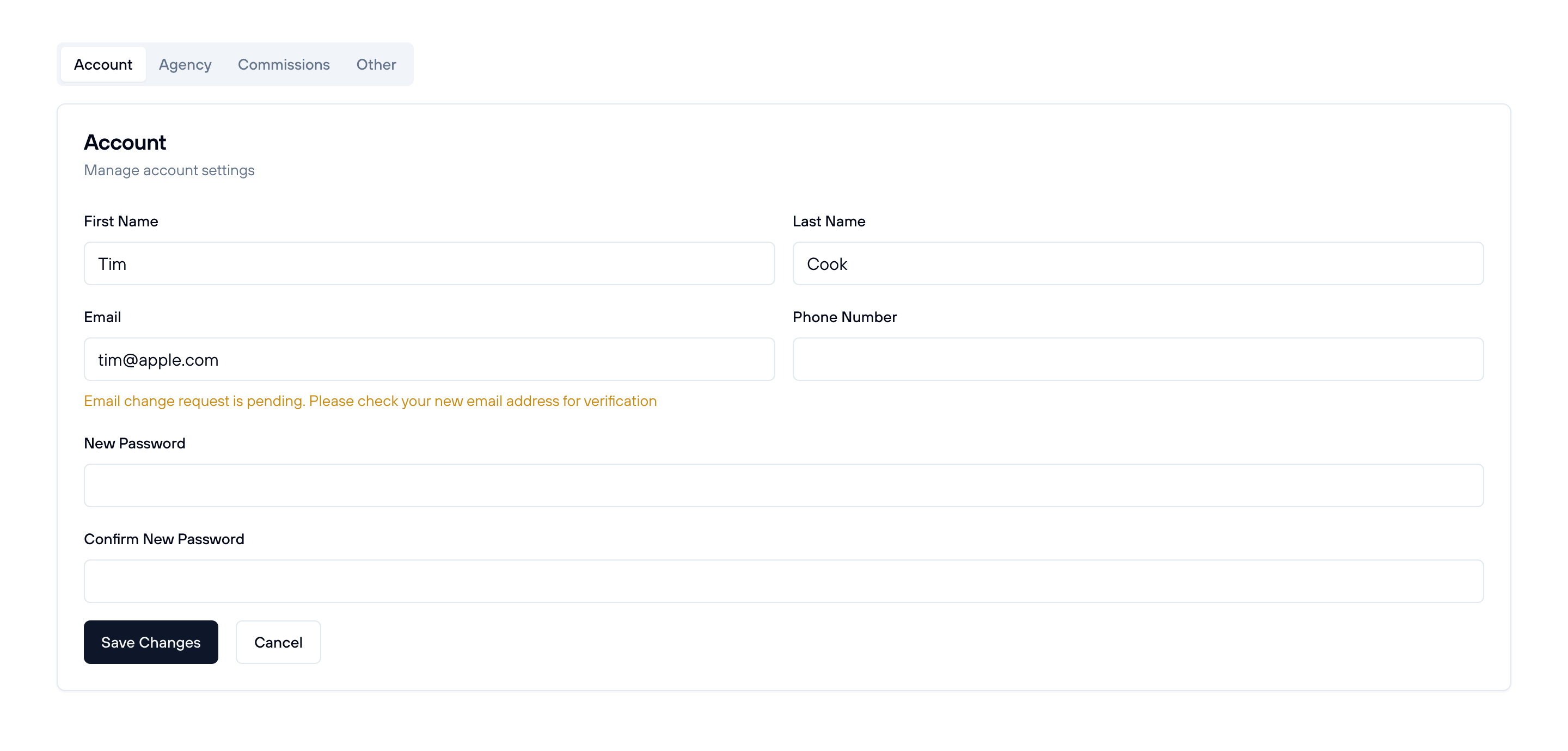 Edit account details on FX-Port