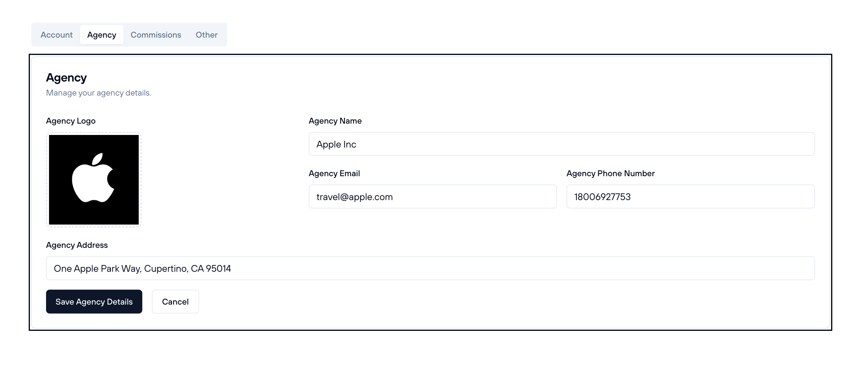 Set agency profile on FX-Port dashboard